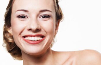 Young woman portrait with dental braces